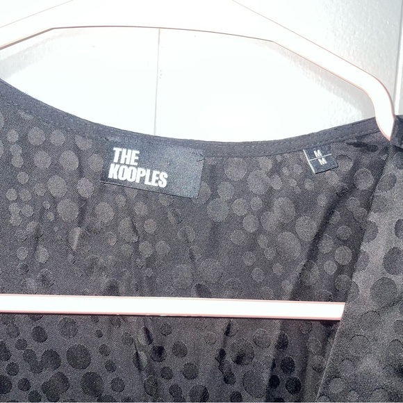 The Kooples V-Neck Long Sleeve Black Polka Dot Maxi Dress Medium - Picture 2 of 9